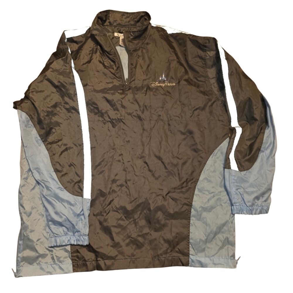 Disney Parks Packable Wind Breaker Rain Jacket Blue/Black Size M/L Disney Land